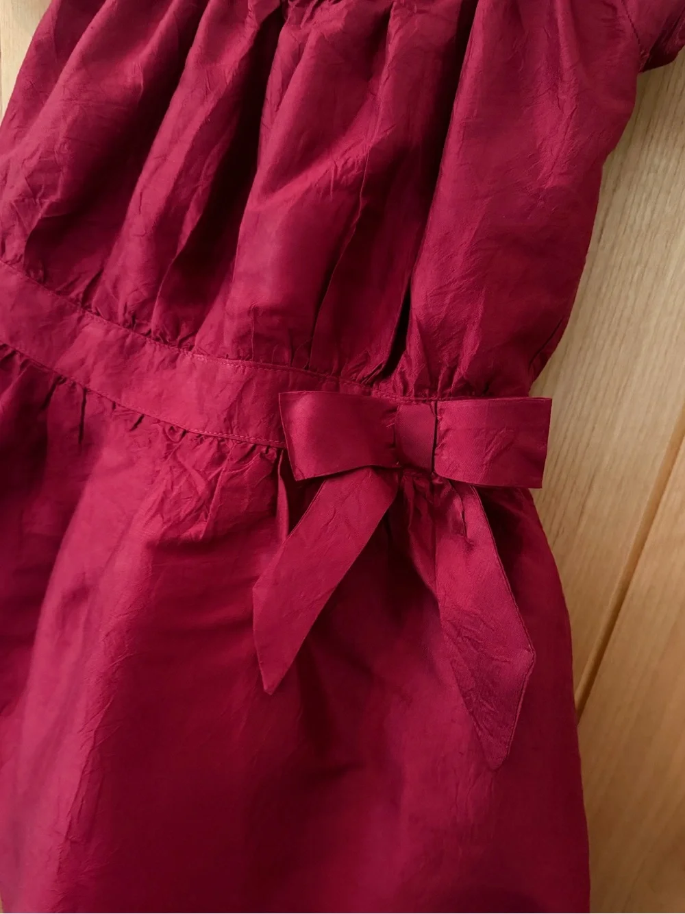 Janie and Jack Burgundy Silk Party Dress 12–18M Smocked Floral Holiday